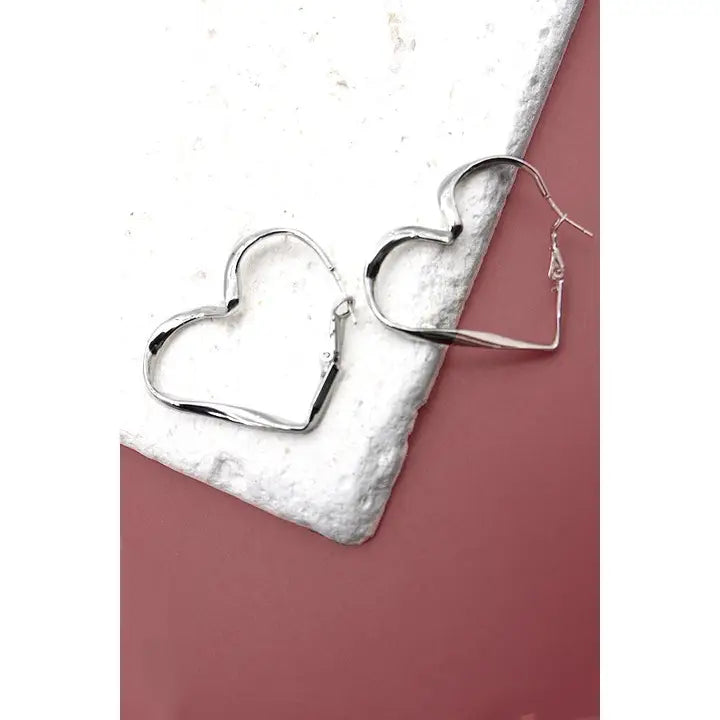 Twisted Heart Hoop Earrings