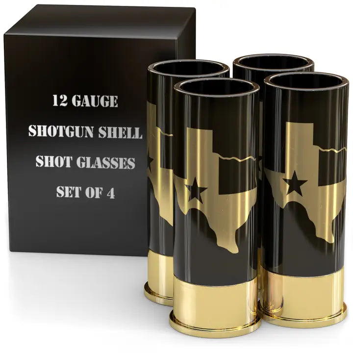 12 Gauge Texas Flag Shot Glasses - Set of 4