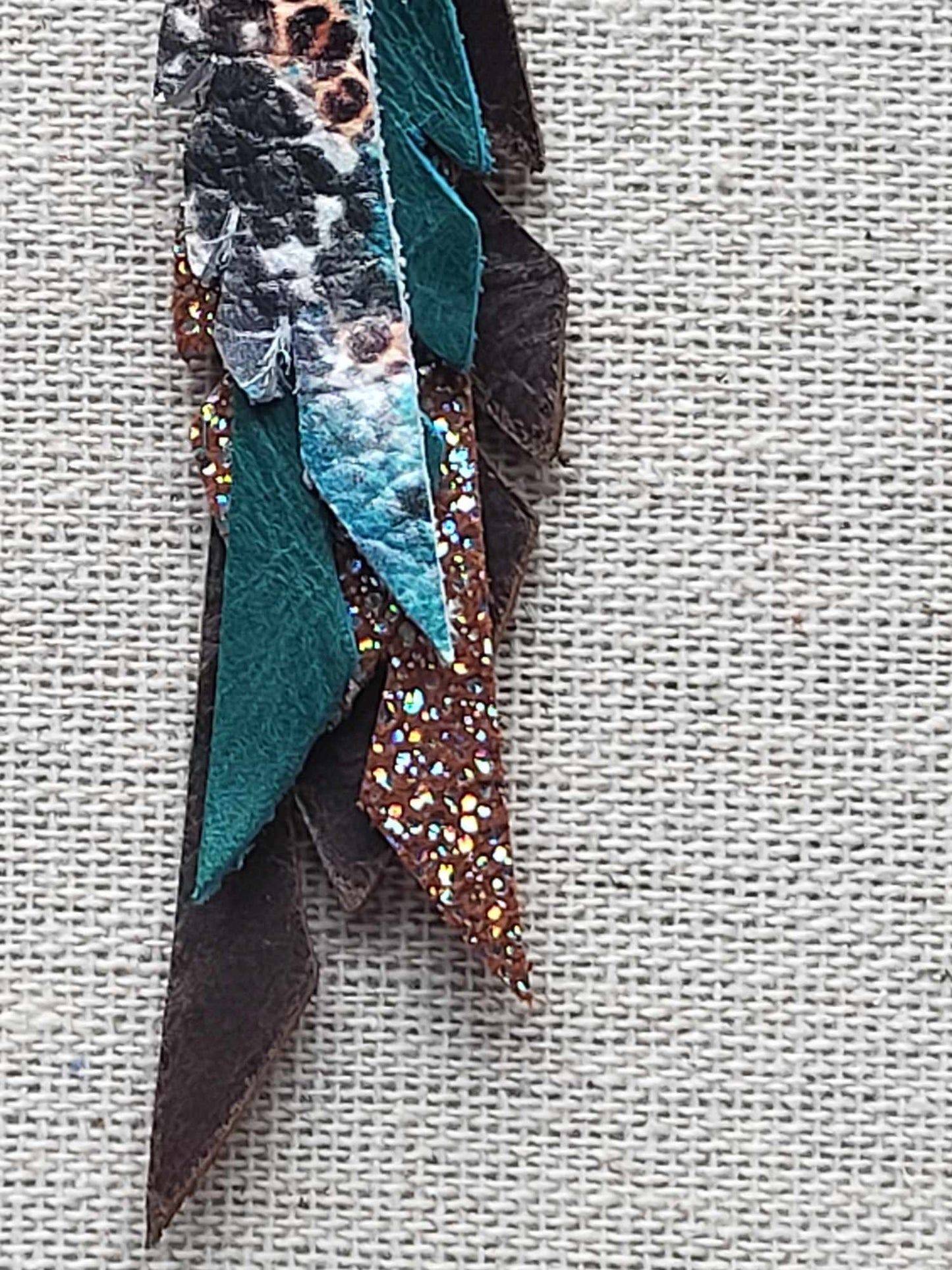 Genuine Leather 4 Layer Feather Earrings