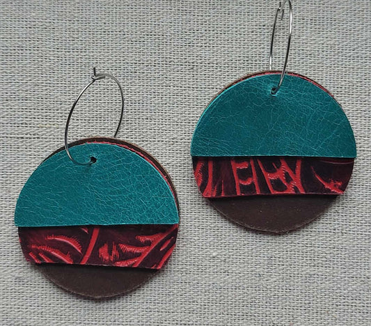 Genuine Leather 3-Layer Circle Earrings