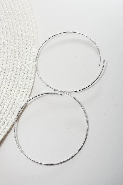 Thin Diamond Cut Tubular Endless Hoop Earrings