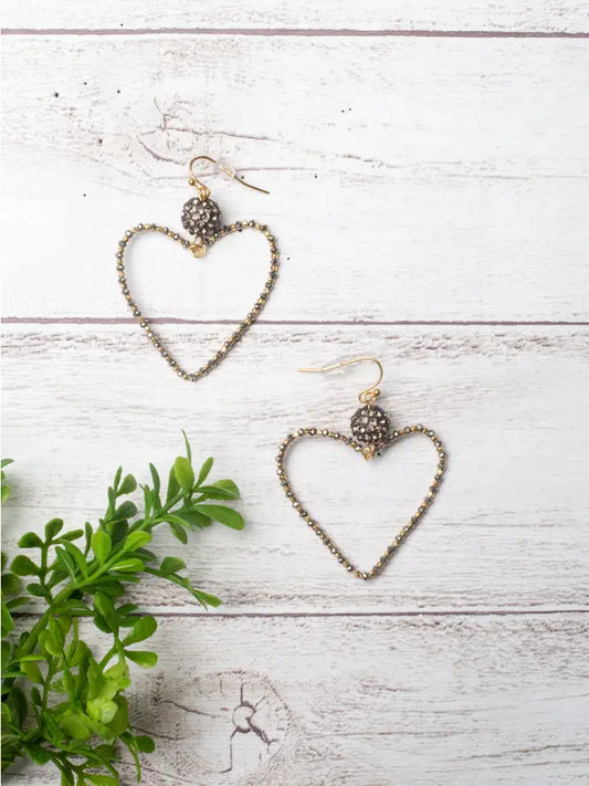 Say That You Love Me Grey Heart Shape Hoops