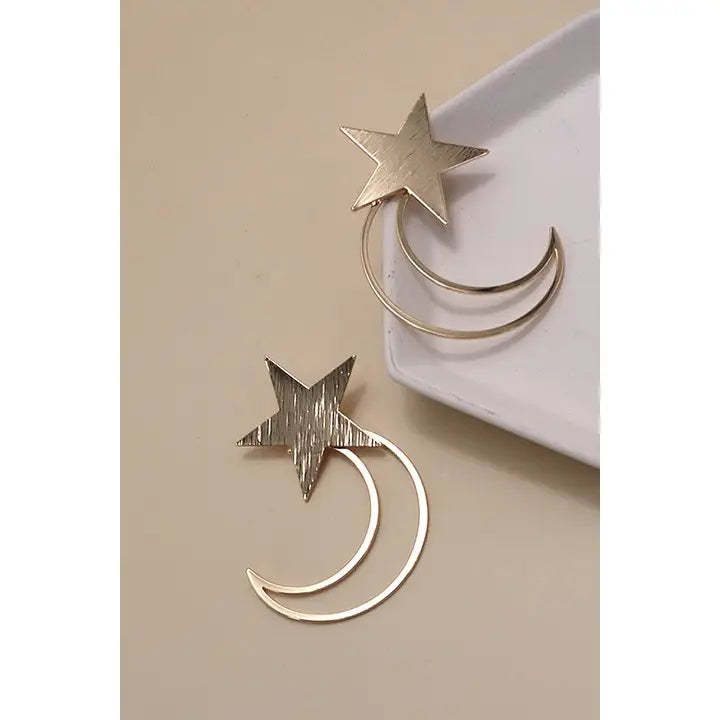 Star Moon Boho Drop Earrings